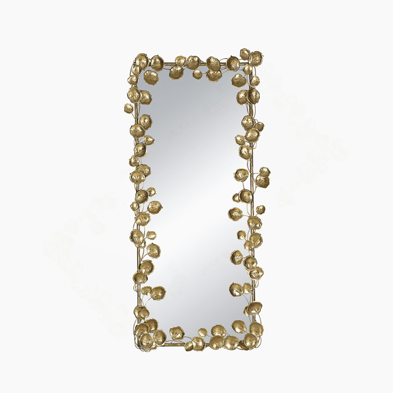 61" X 31" Full Length Mirror With Golden Leaf Accents, Floor Miiror For Living Room Bedroom