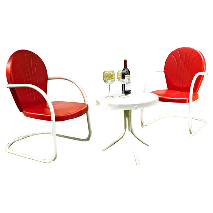 Ensemble de conversation en métal pour 2 personnes Burley, Rouge vif lustré