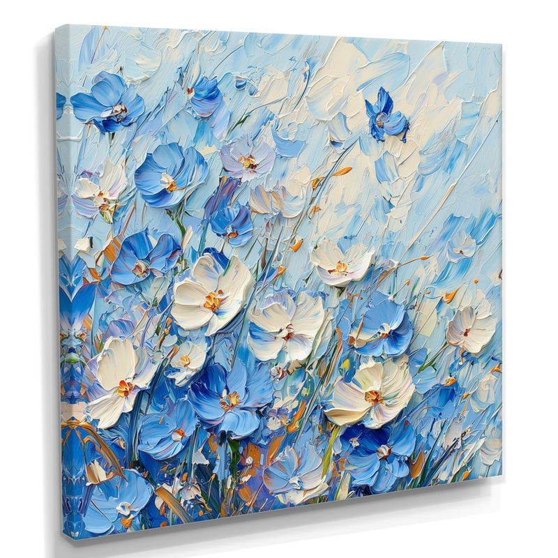 «Coastal Blue Wildflowers Meadow of Light I», art mural fleurs sauvages, Toile tendue, Ne pas appliquer, H 30 po x l 30 po