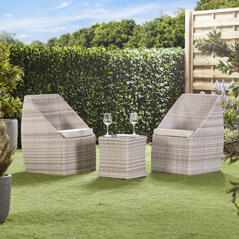 Harman 2 - Person Patio Dining Set Square Table with Cushions Included, Light Grey