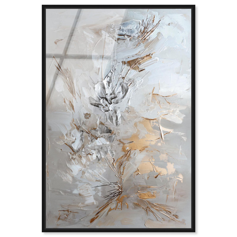 «Golden Mirage», art mural en verre acrylique ultrabrillant encadré doré abstrait par Art Remedy, cadre noir, 30 x 45, Black