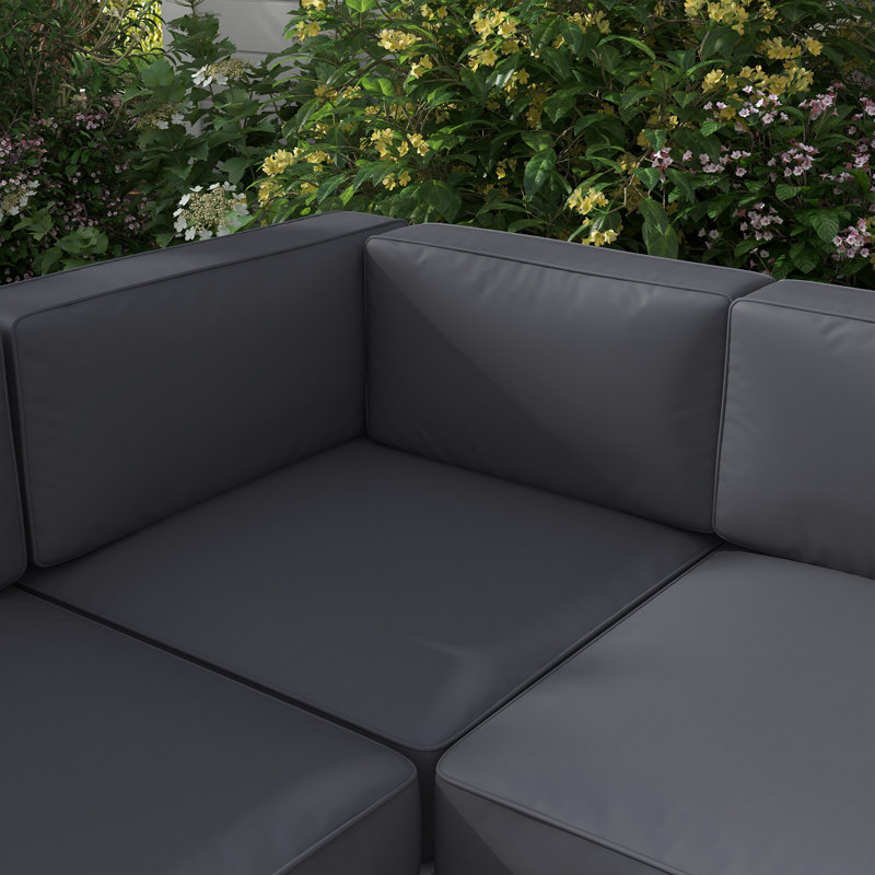 Aladino 6 - Person Garden Lounge Set with Cushions, Grey, Light Grey