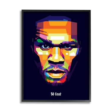 50 Cent Modern Geometric Portrait Abstract Shapes by Birch&Ink - Graphic Art Everly Quinn Format: Black Frame Wood, Size: 20 H x 16 W x 1.5 D