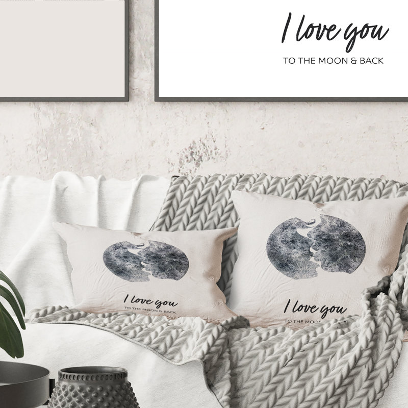 Coussin Rectangle, romantique, lune de deux amoureux - imprimé moderne