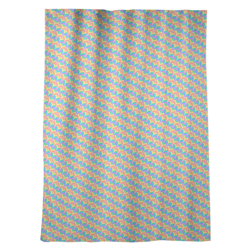 Panneau de rideau simple avec passe-tringle à échelles en arc-en-ciel Kitterman, Jaune / Bleu ciel