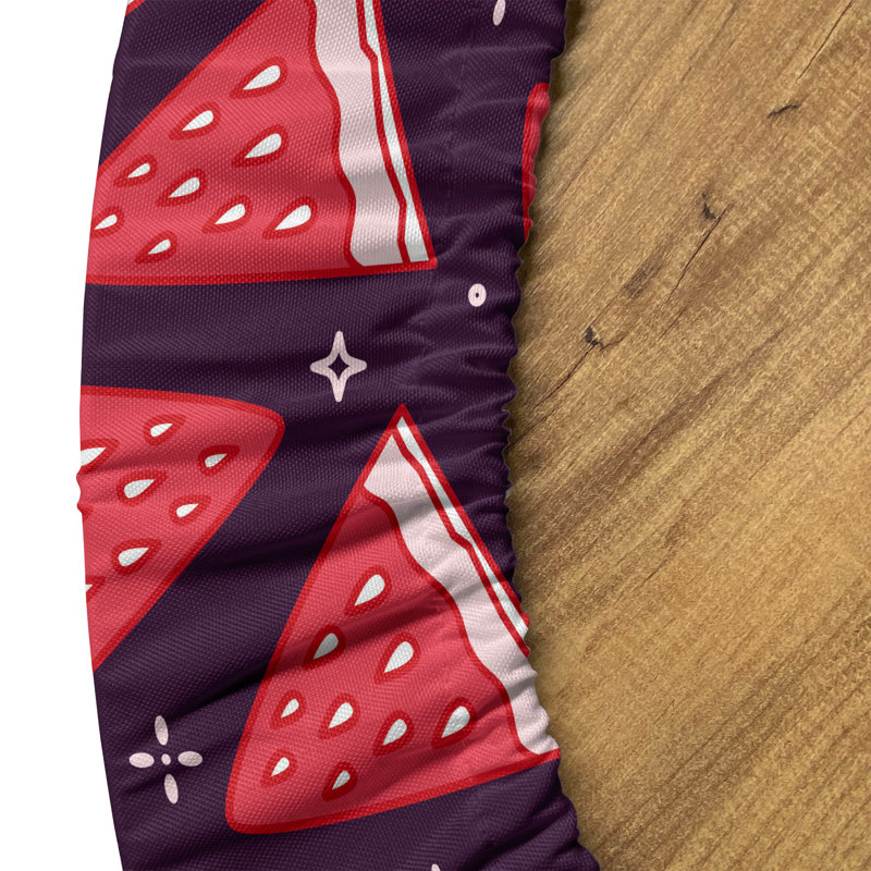 Union Rustic Summer Fitted Round Tablecloth Diameter Dark Purple Dark Coral