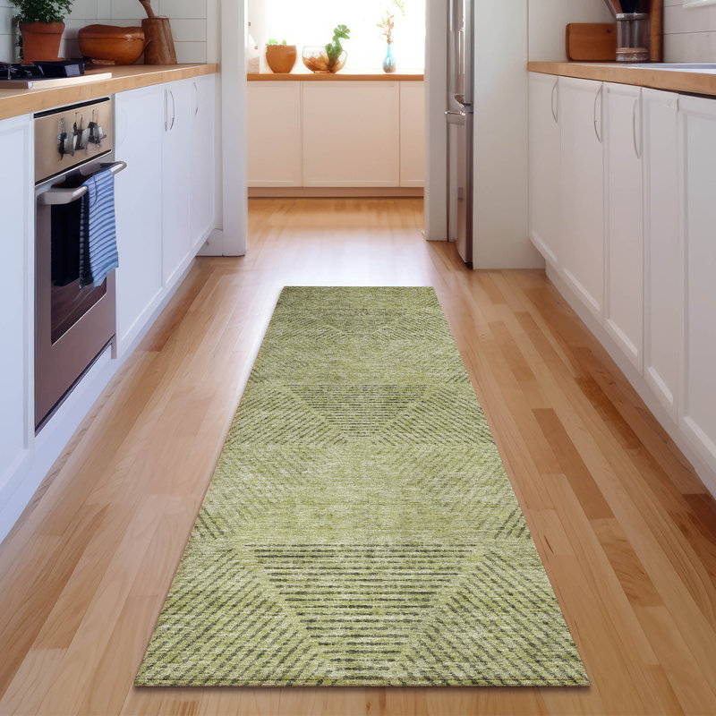Premium Machine Washable Prisco Aloe Rug, Runner 2'3" x 7'6"