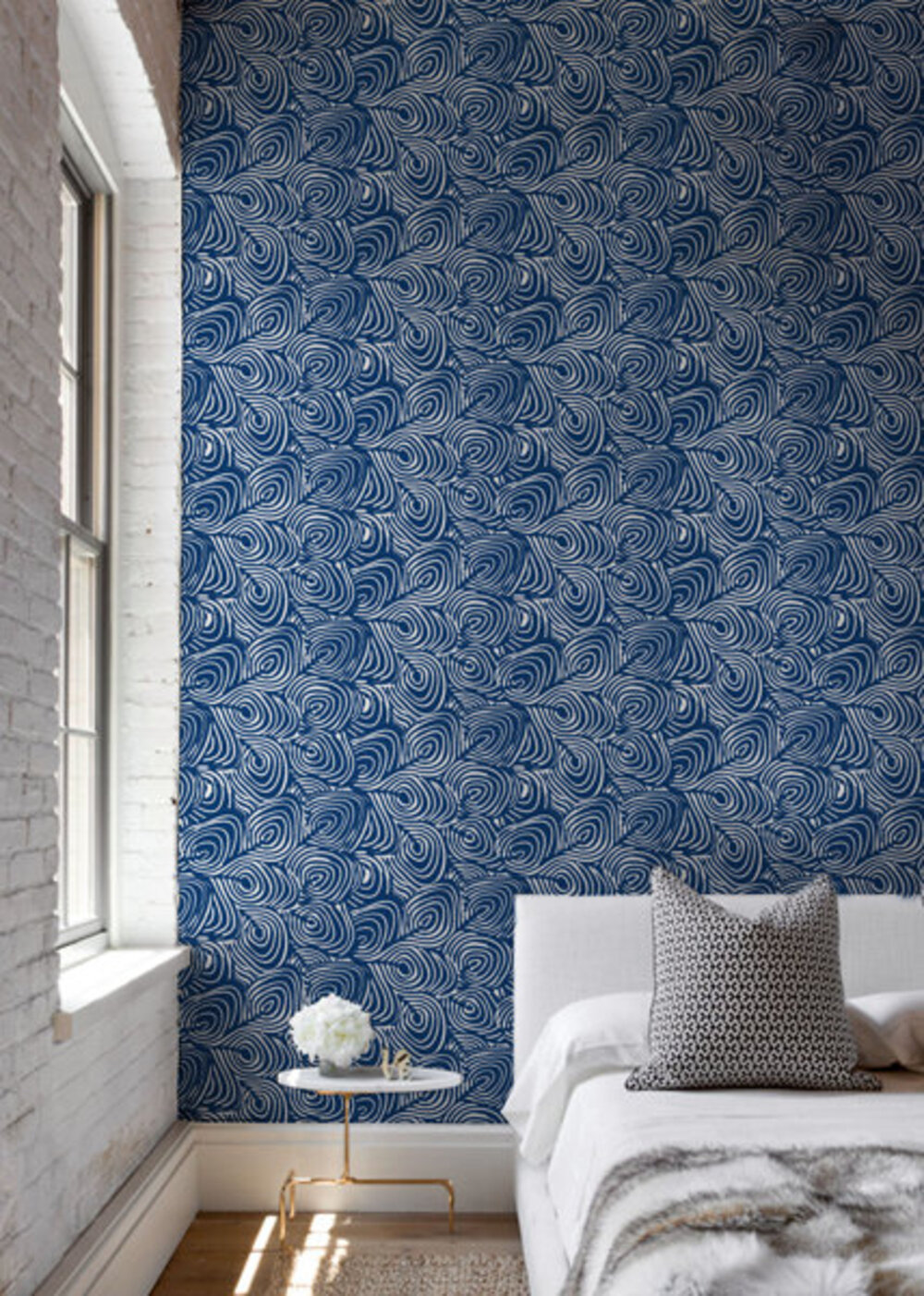 Lomé Wallpaper Roll, Marine, Faux Grasscloth, Non-pasted