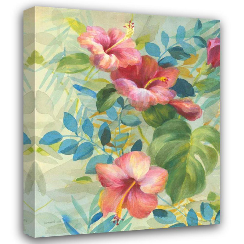 «Red Barrel Studio® Nai, Danhui Gallery», art sur toile tendue: Hibiscus Garden II, H 24 po x l 20 po
