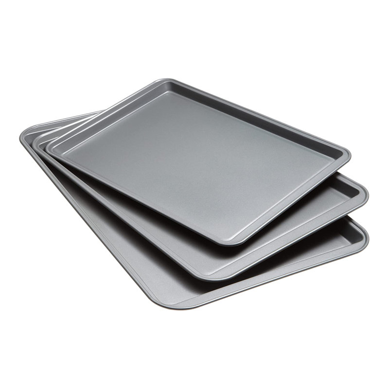 Bradshaw Home Non-Stick Carbon Steel 3 Piece Cookie Sheet Set