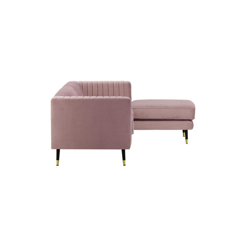 Monaville 4 Seater Velvet Sofa & Chaise, Right Hand Facing, Purple