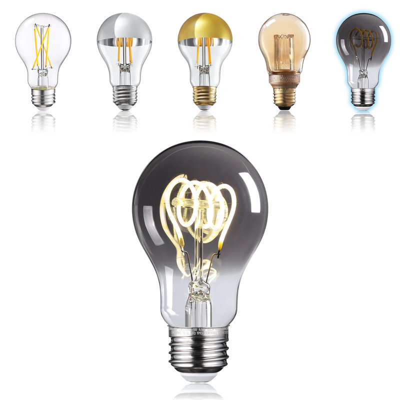 Ampoule décorative A19, verre gris fumée, base E26, ampoules DEL Edison rétro, blanc froid 4000K