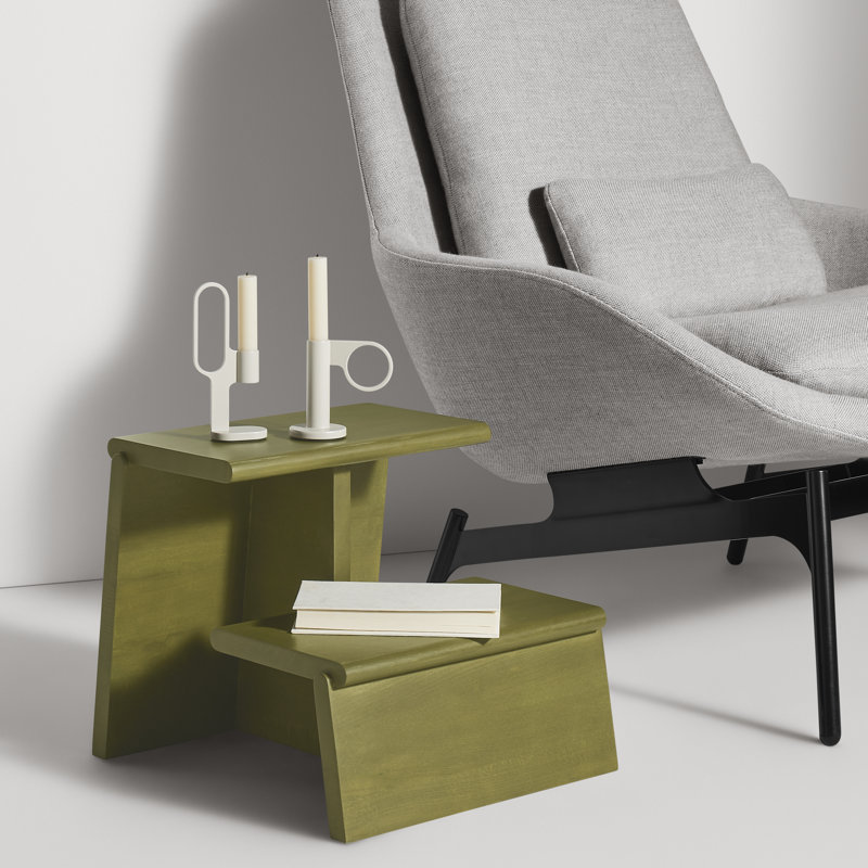 Jut Solid Wood End Table, Loden