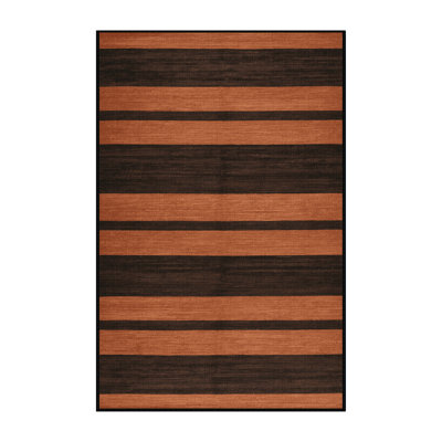 Machine Washable Horizontal Stripes Black Area Rug