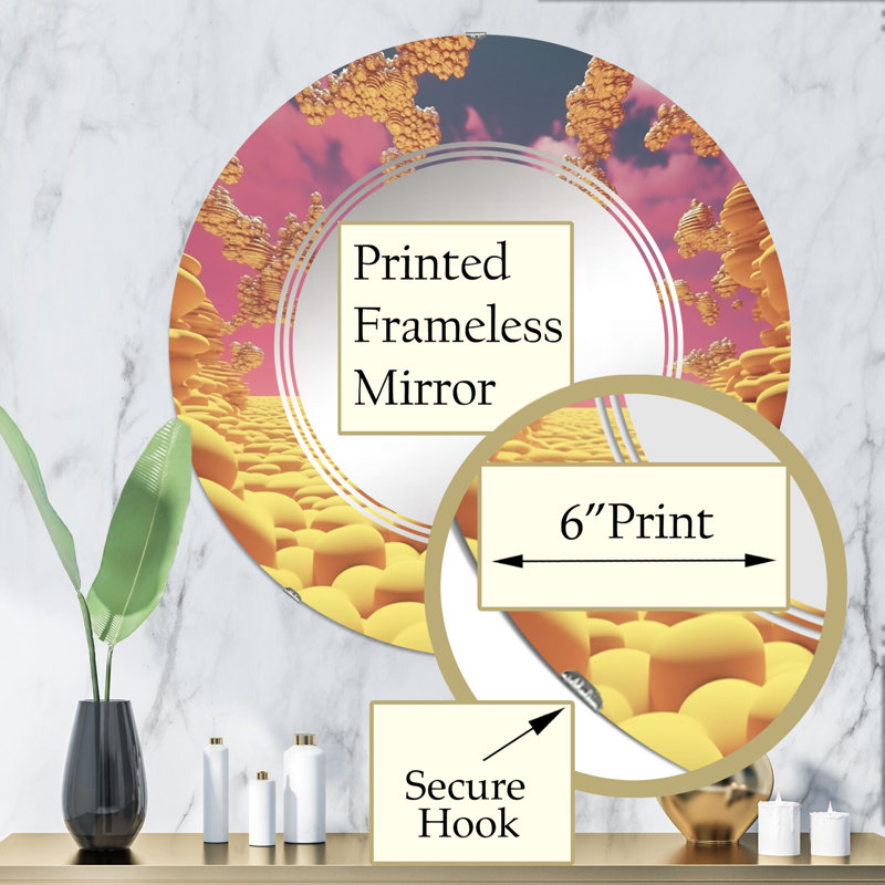 Portici - Miroir mural moderne rond, 32 po x 32 po