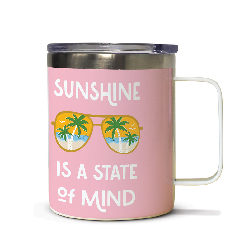 Tasse en acier inoxydable avec couvercle 12 oz.