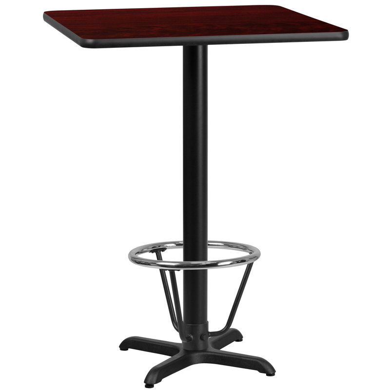Plateau de table carré en stratifié 24 po Basler, H 43,125 po x l 30 po x P 30 po, Acajou