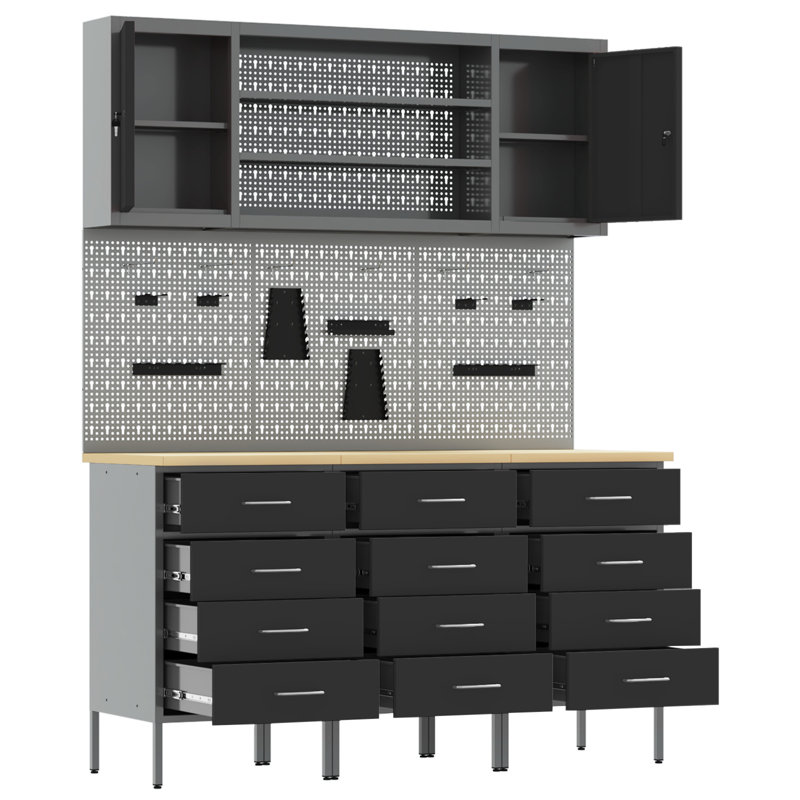 Work Cabinet with Drawer, Black