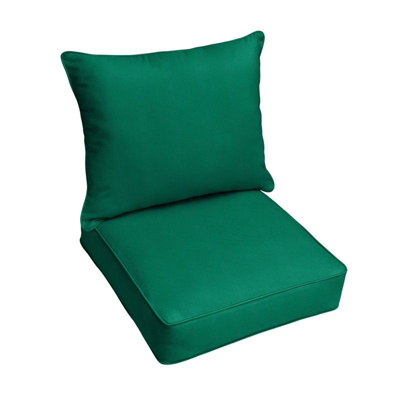 Sunbrella Outdoor  Corded Deep Seating Pillow and Cushion Set, Sunbrella - Canvas Forest Green, 22.5" W x 22.5" D