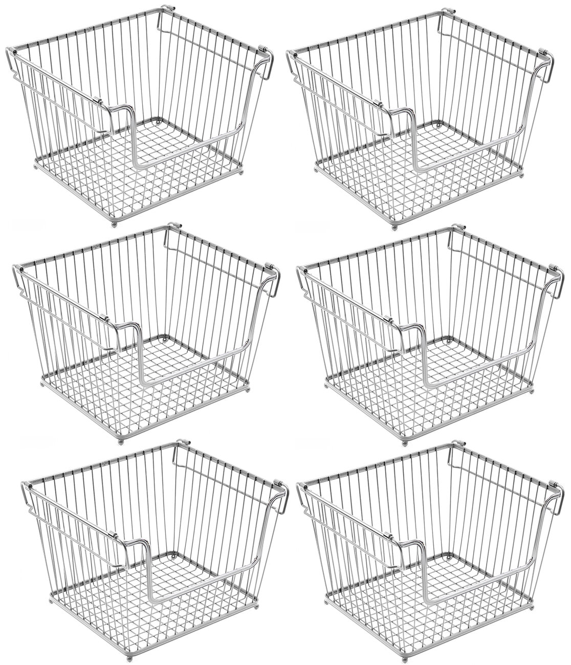 Freezer Basket, 2 Pack Stackable Household Deep Freezer Bin With Handles  Wire Storage Basket Farmhouse Metal Wire Basket For Kitchen, Pantry,  Cabinet, 