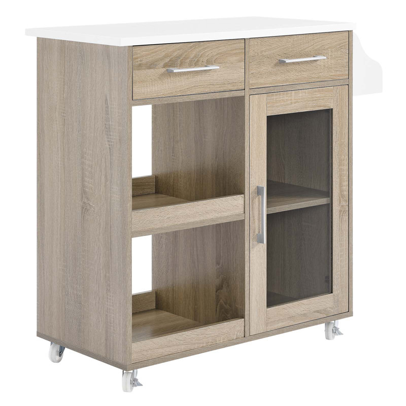 Modway Culinary Kitchen Cart With Spice Rack, Oak