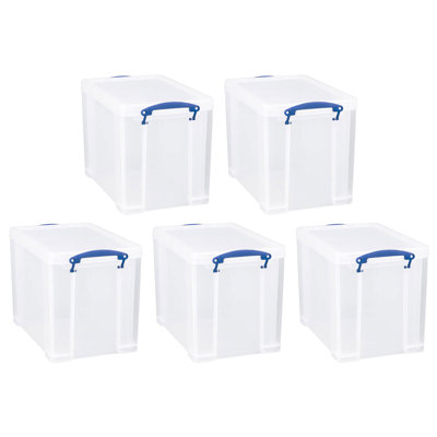 Really Useful Box Storage Container with Lid and Clip Lock Handles 5 Pack