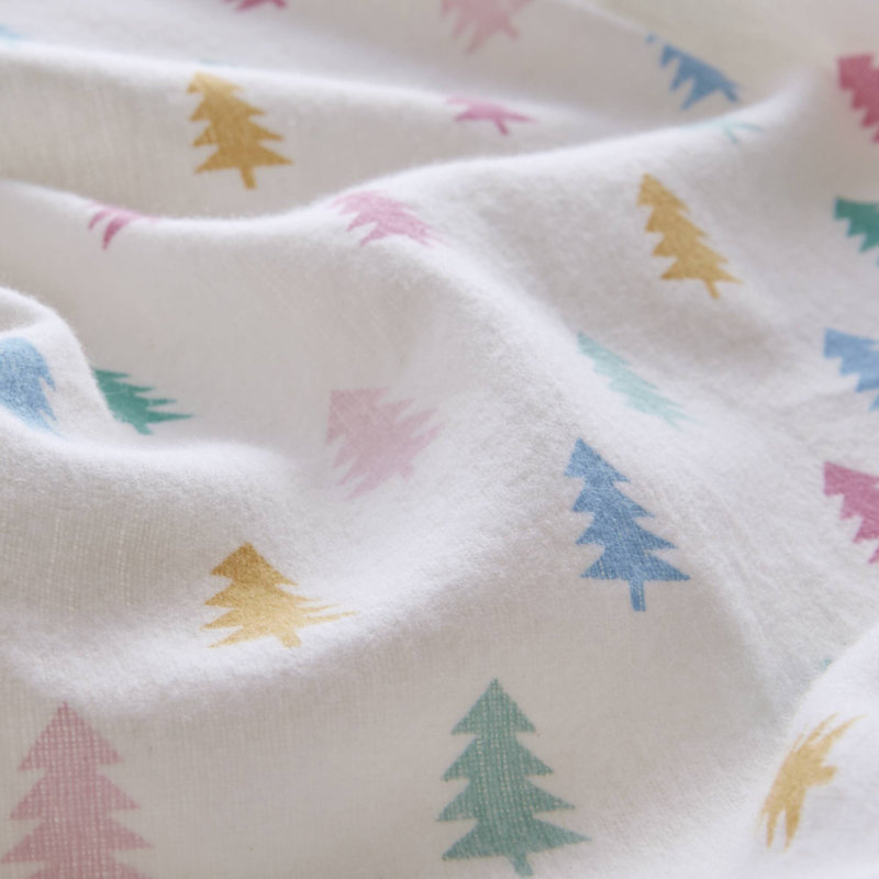 Cozy Soft Tree Block 100% Cotton Flannel Pigment Printed 3-Piece Twin Sheet Set, Twin, Tree Block
