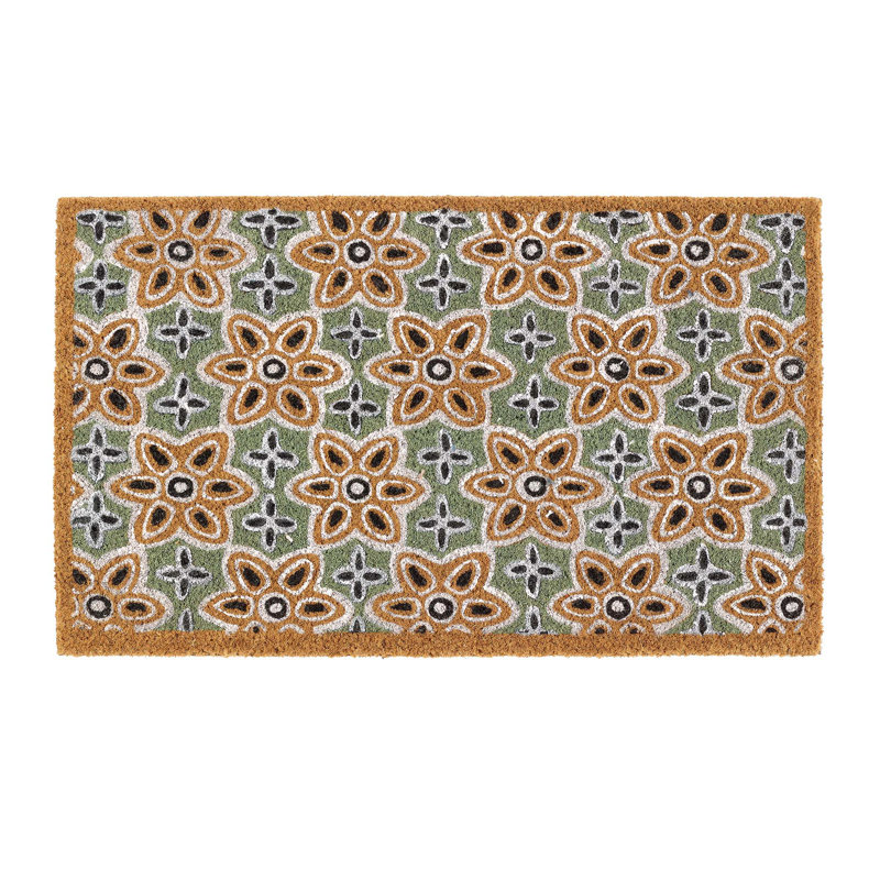 Indoor / Outdoor Coir Mat Sage Green Woodblock