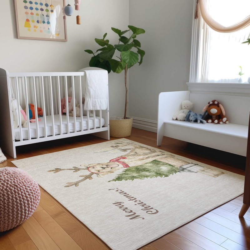 Premium Machine Washable Cerrito AMF219 Taupe Rug, Rectangle 8' x 10'