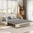 Nathanjames 50'' gray cotton and linen expandable sofa bed with storage function