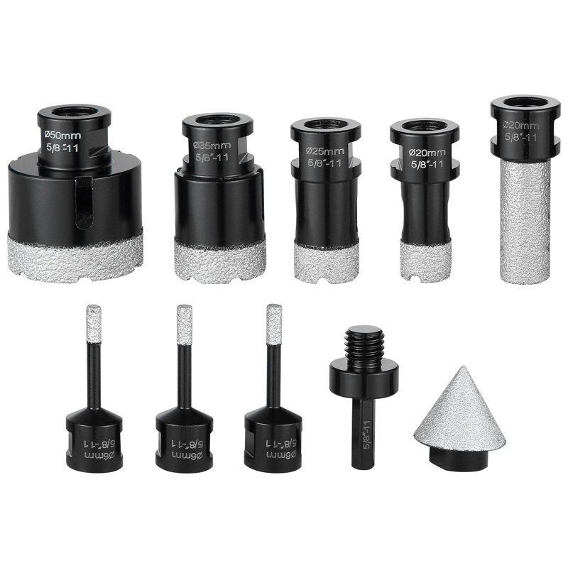 VEVOR Diamond Core Drill Bit Set, 7 PCS Diamond Hole Saw Kit for Dry and Wet, with Storage Case