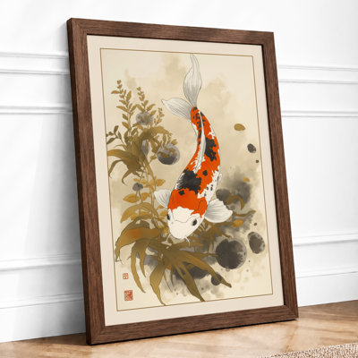 Koi in Motion Japandi - Framed Print