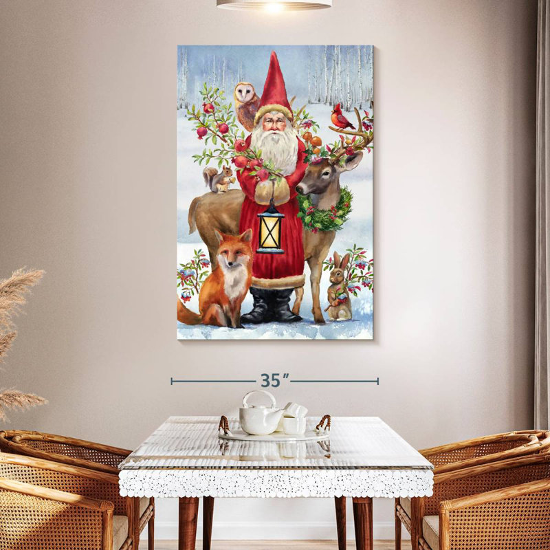 Lelend Winter Woodland Santa, 51" H x 34" W