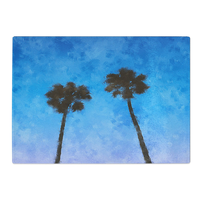 Two Palm Trees Painting Chopping Board, 0.4cm H x 20cm W x 28.5cm L