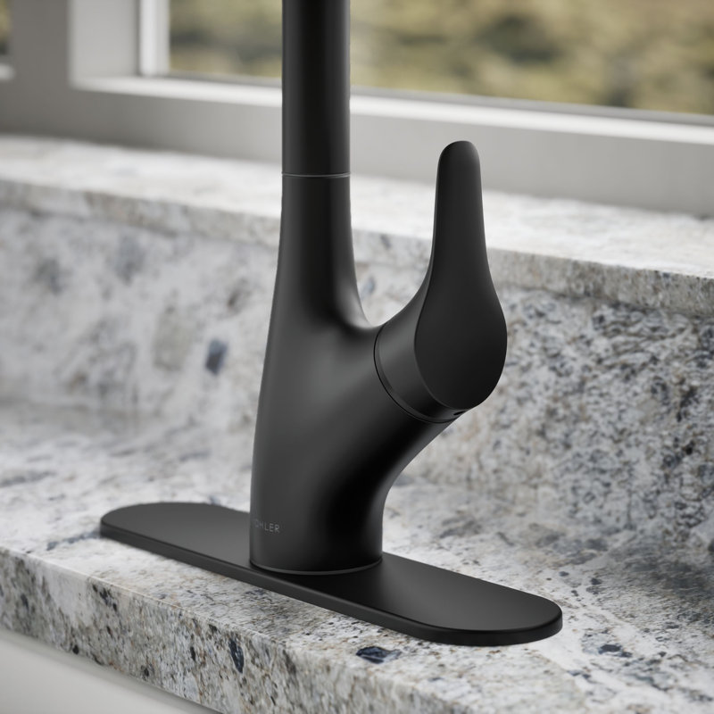 Rival Pull Down Single Handle Kitchen Faucet with Two-Function Sprayhead, Matte Black