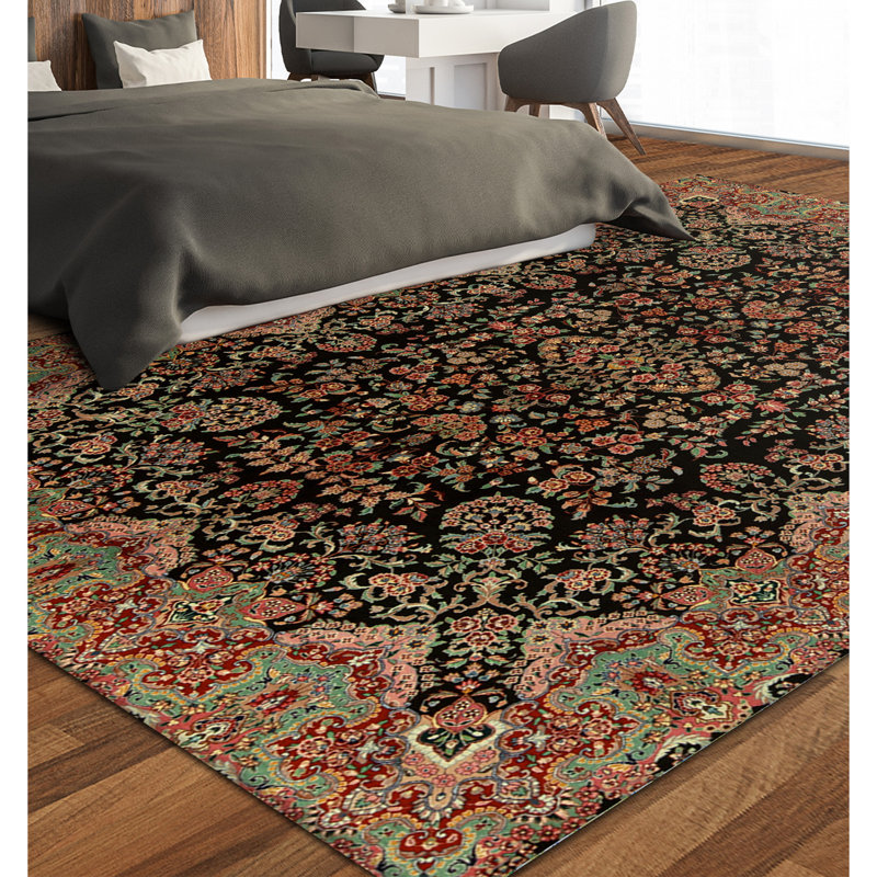 Tapis rectangulaire en laine noué à la main