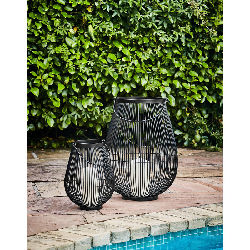 Metal Tabletop Lantern, 46cm H x 35.5cm W x 35.5cm D