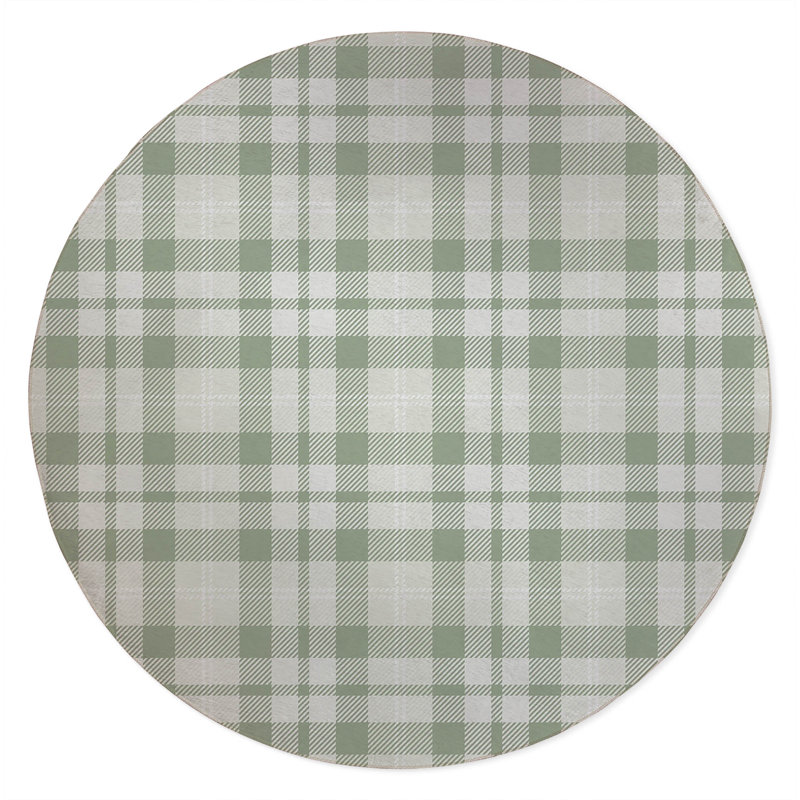 Gen Plaid Non-Slip Outdoor Rug, Round 5'