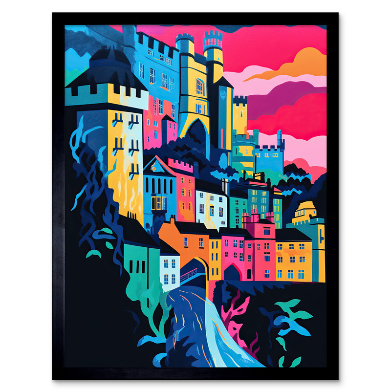Lizabet Nottingham City Vibrant Abstract Cityscape - Single Picture Frame Print