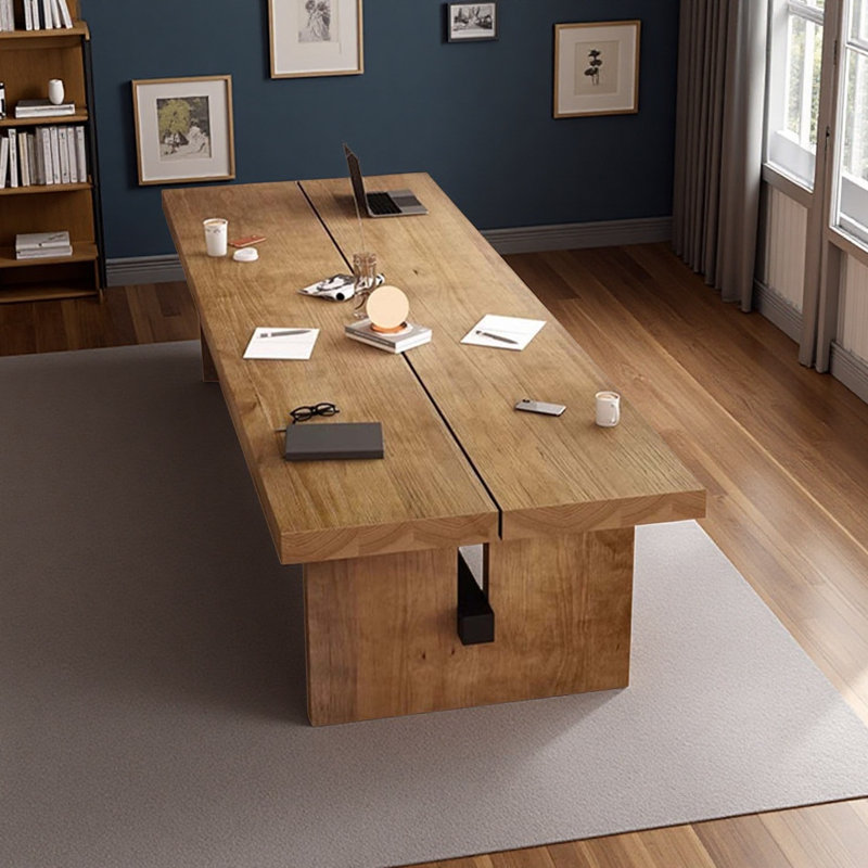 Rectangular solid wood office table, 29.53" H x 110.24" W x 39.37" D