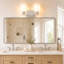 Applique murale de meuble-lavabo 2 lumières avec abat-jour en verre givré nervuré, nickel brossé-1695615536-1697578692