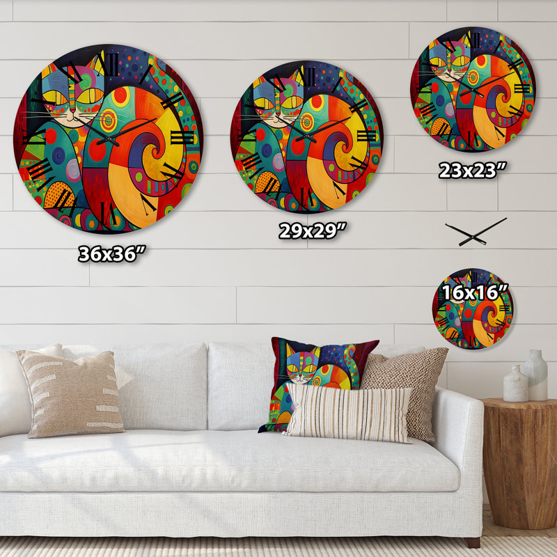 Horloge murale en bois massif Alyshia, Grand