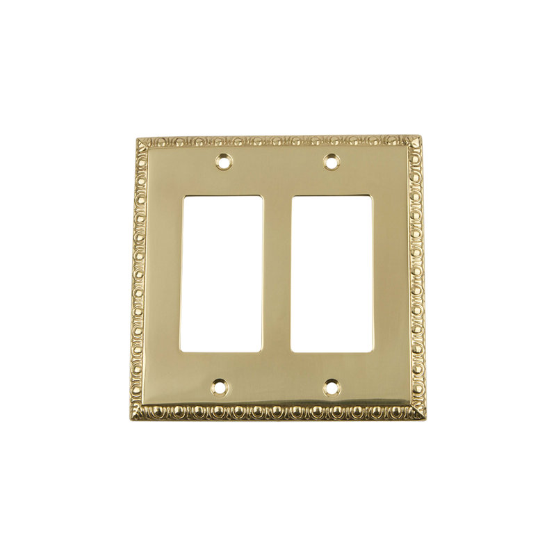 Egg and Dart 2-Gang Rocker Wall Plate, Unlacquered Brass