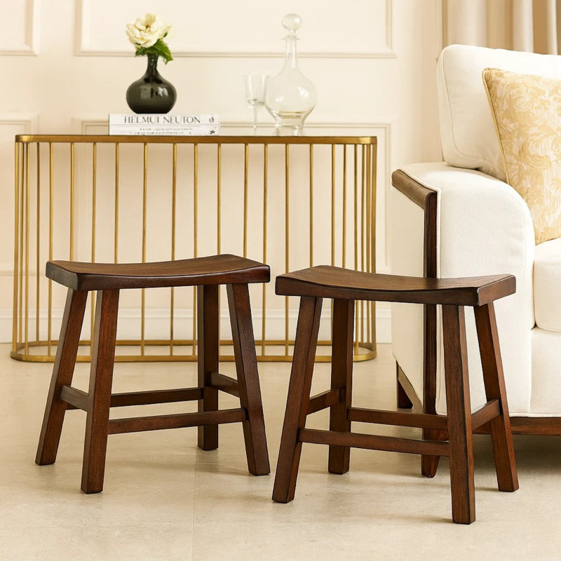 Justinian Counter Stool, Short Stool (18” Seat Height), Brown