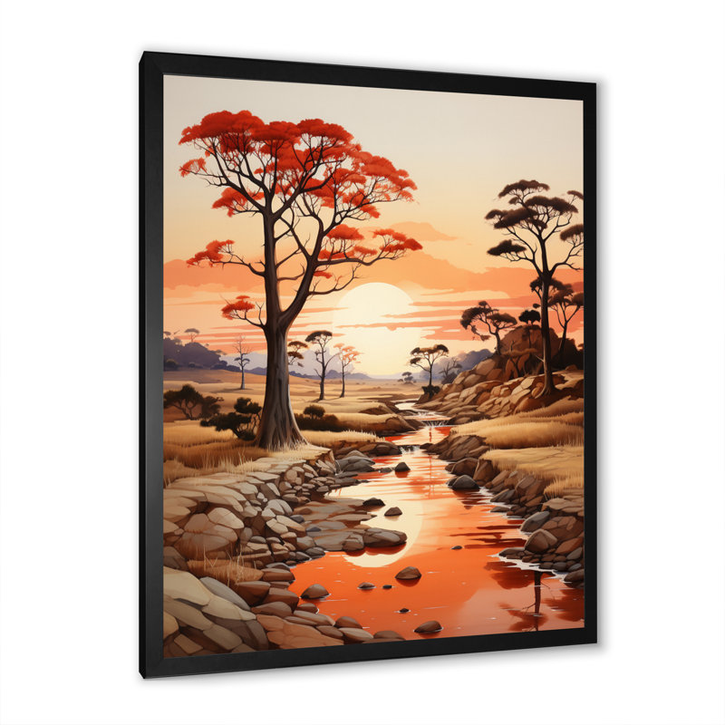 Red Beige, vallée de l'Africain, reproduction d'art mural africain, H 32 po x l 16 po x P 1 po, Cadre photo noir