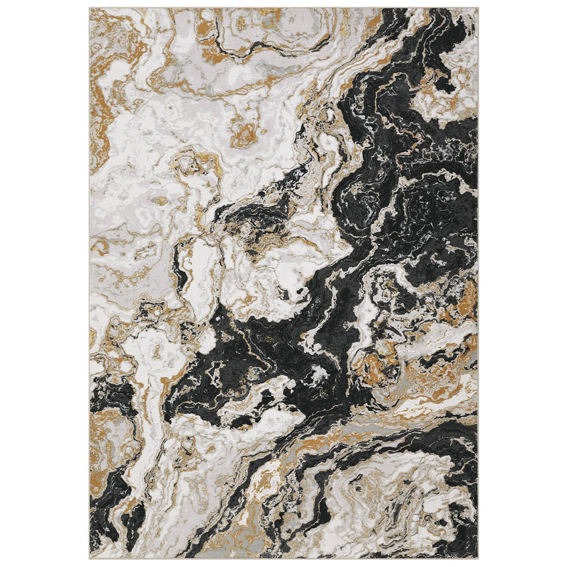 Abstract Machine Washable Rug with Rubber Backing Non-Slip Area Rug for Living Room Bedroom Dining Room Office
