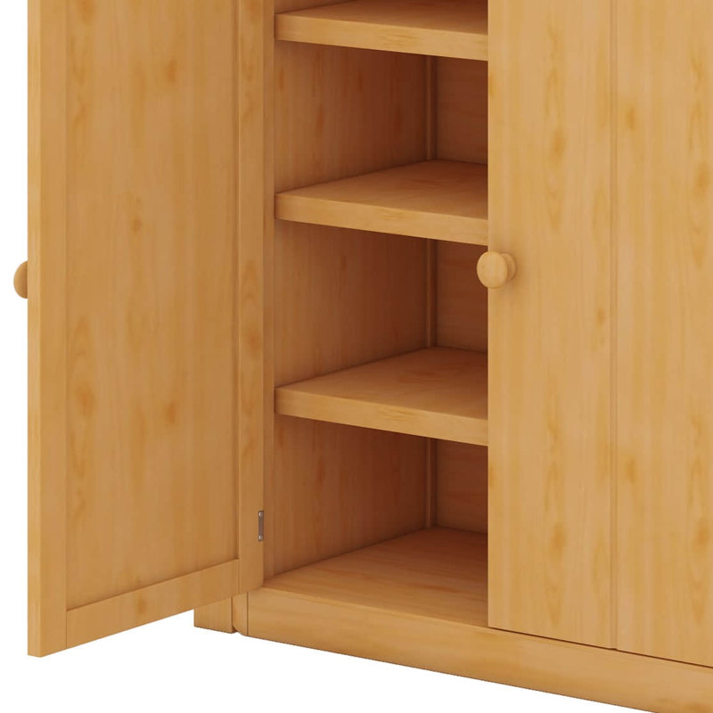 Full Size Loft Bed With Storage Cabinet, Wardrobe, And LED Lighting, Solid Wood Loft Bed With Ladder And Guardrails For Teenagers