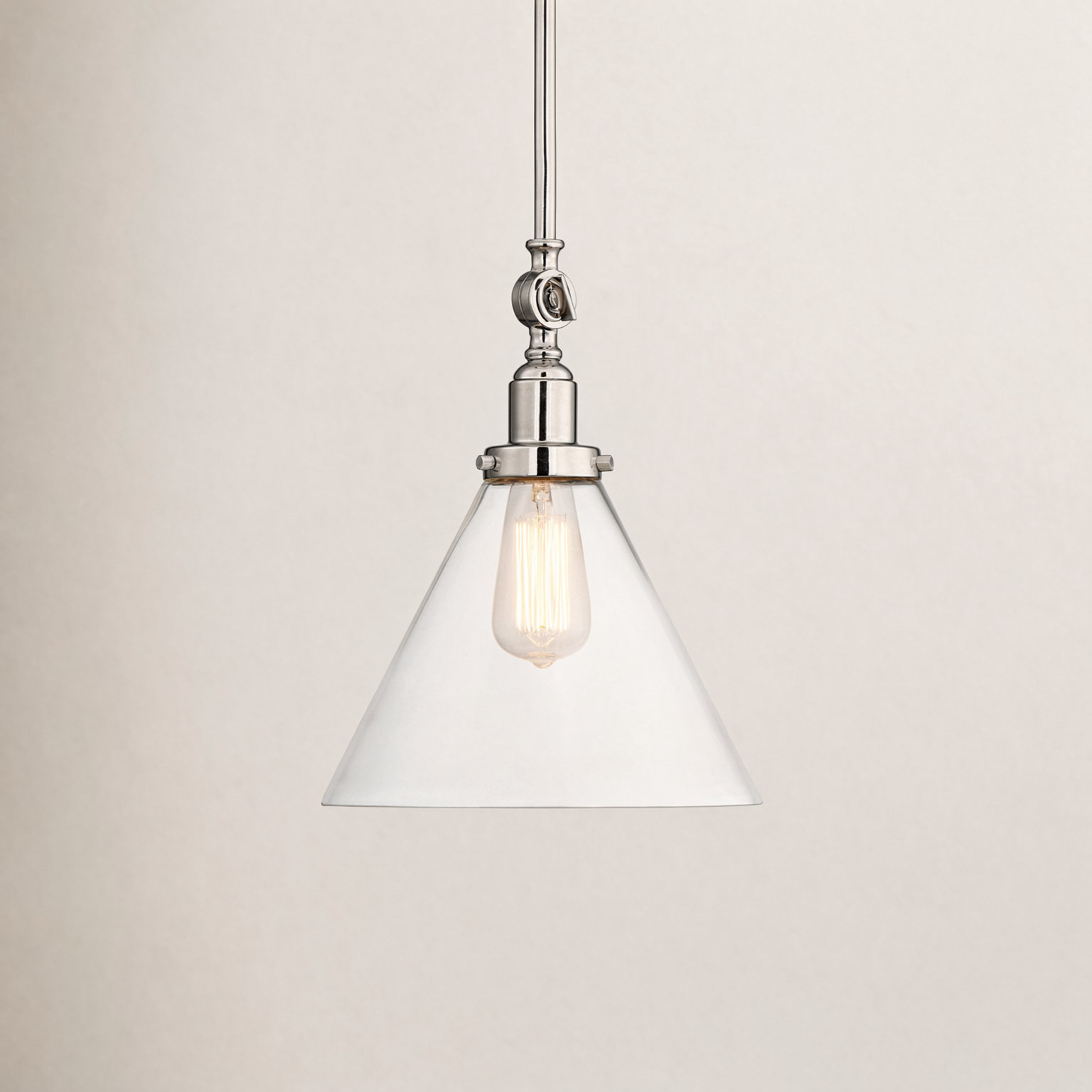 Catalina Dimmable Glass Single Light Pendant, Polished Nickel
