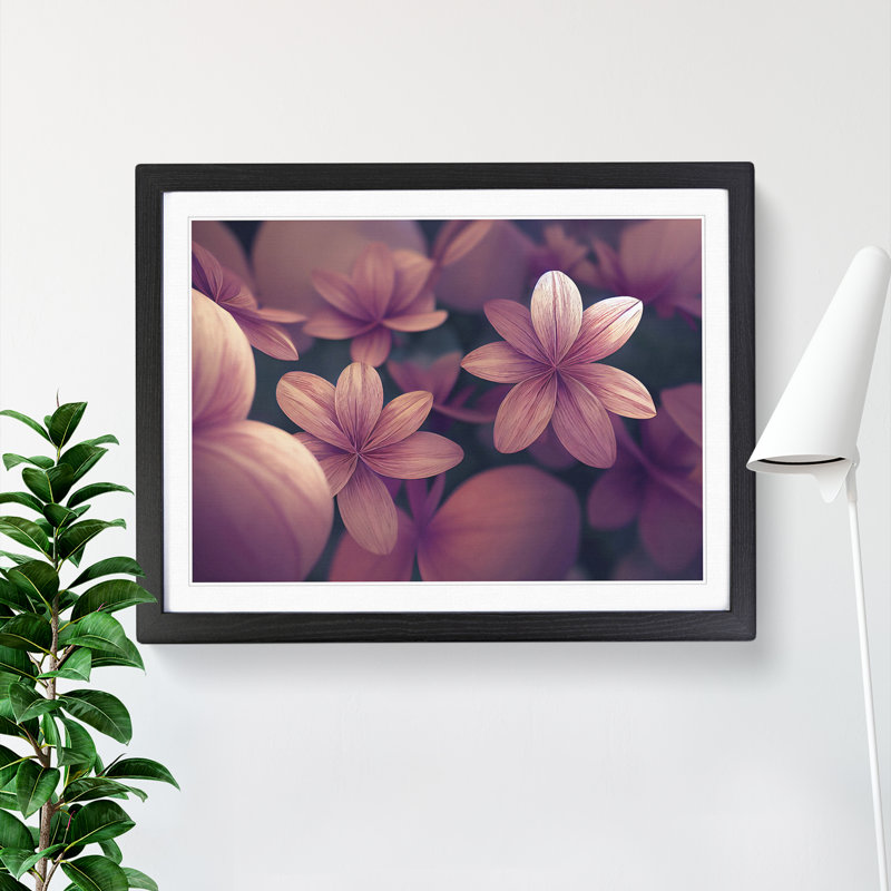 XH1022-6822X Peaceful Flowers - Picture Frame Print, Black, 46cm H x 64cm W