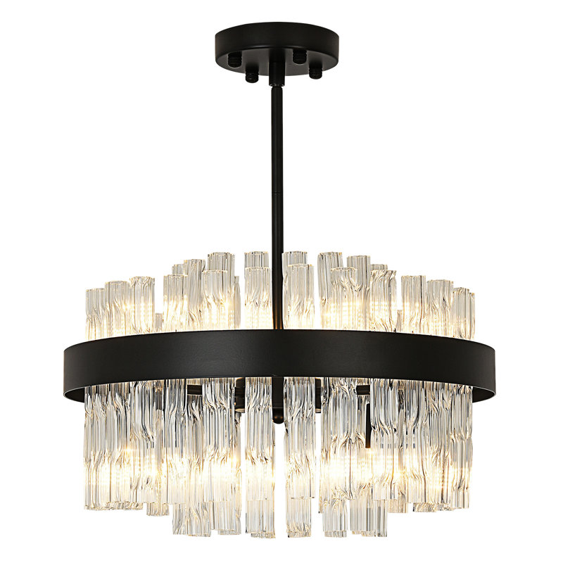 Unique/Statement Chandelier, Matte Black, 8 Lights